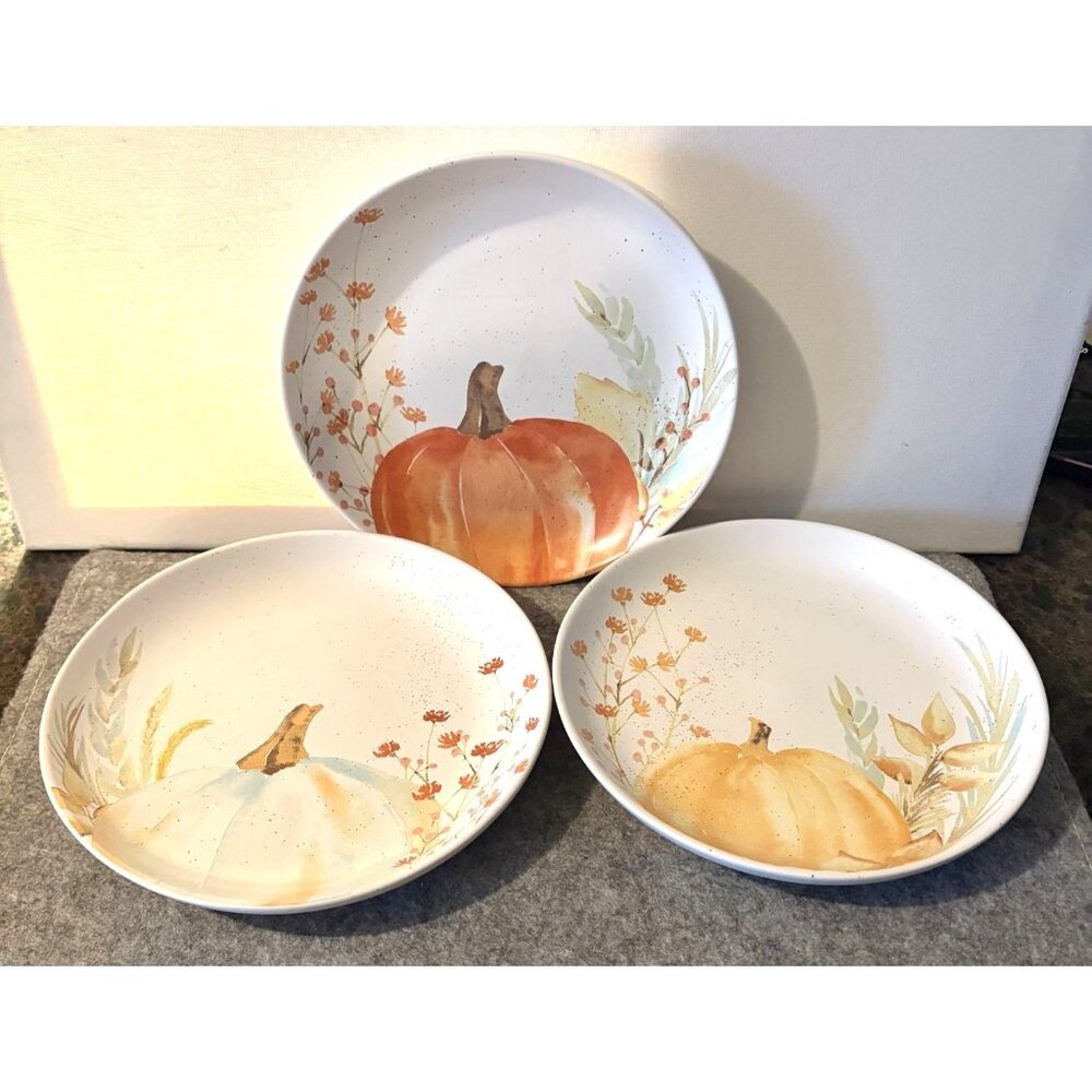 3 Linden Street 8" Pumpkin Design Harvest Pumpkin Salad Plate, JC Penneys  # 319